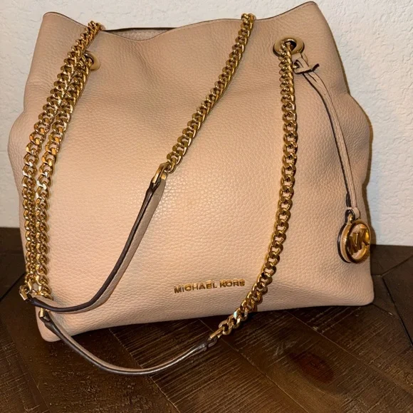 Michael Kors Jet Set Chain Shoulder Tote Nude Blush Leather - Picture 2 of 11